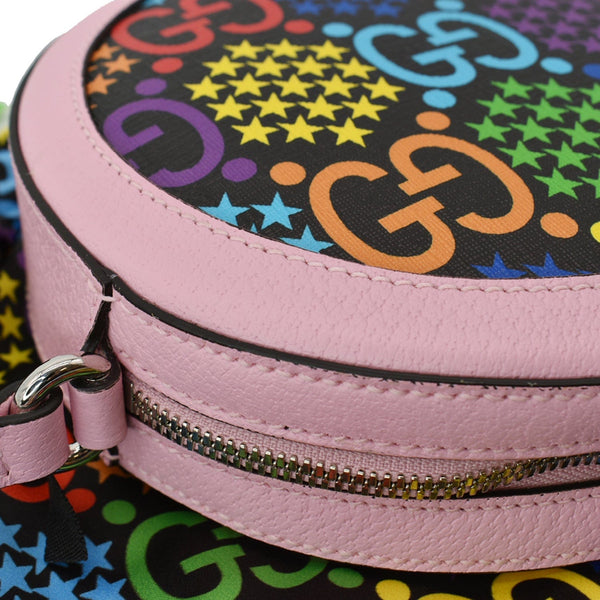 GUCCI applique GG Psychedelic Round Leather Crossbody Bag Multicolor 603938