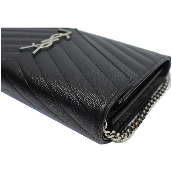 YVES SAINT LAURENT Envelope Leather Crossbody Chain Wallet Black