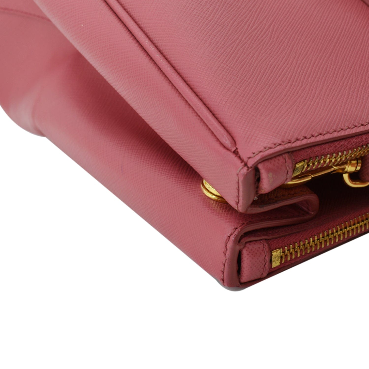 Prada Pink Saffiano Leather Large Galleria Double Zip Tote – I