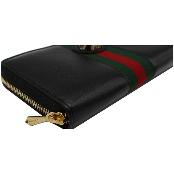 GUCCI Rajah Zip Around Leather Wallet Black 573791