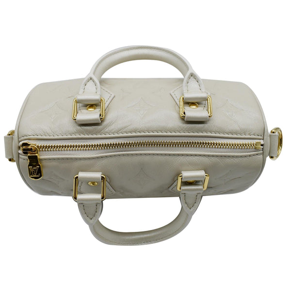 LOUIS VUITTON Speedy Limited Edition Bandouliere 22 Embossed Leather Shoulder Bag Ivory