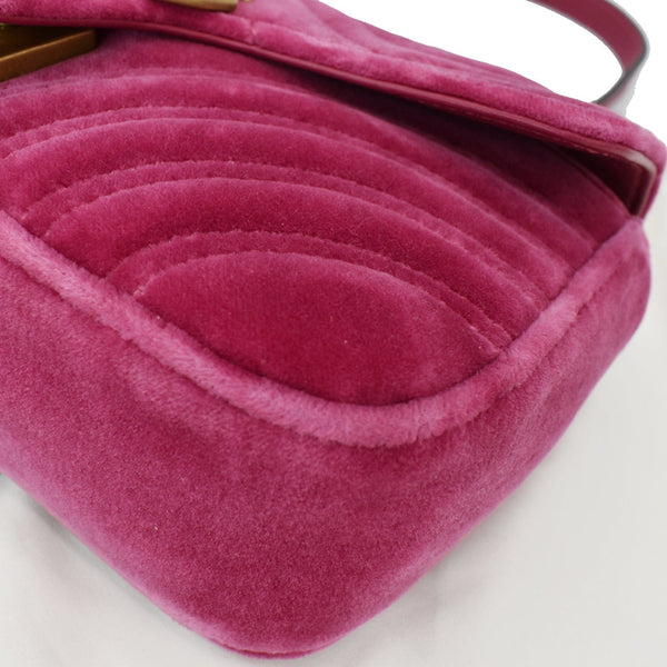 GUCCI GG Marmont Velvet Mini Shoulder Crossbody Bag Pink 446744