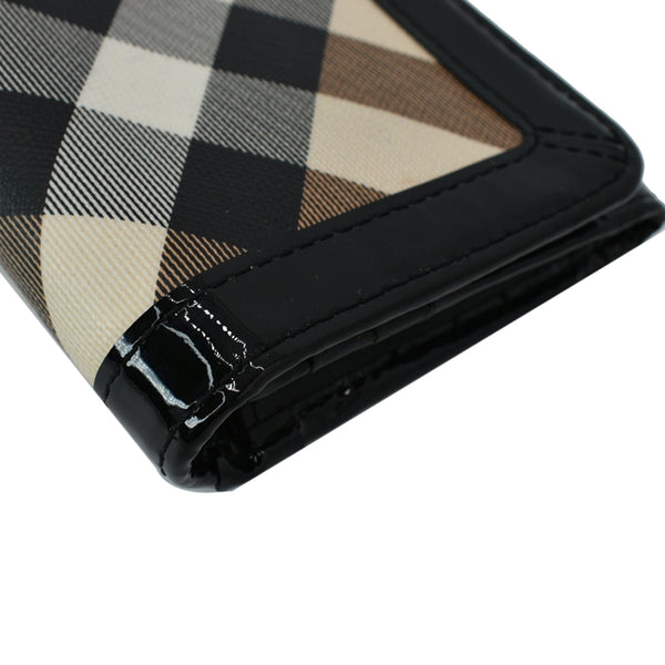 BURBERRY House Check Patent Leather Continental Wallet Black