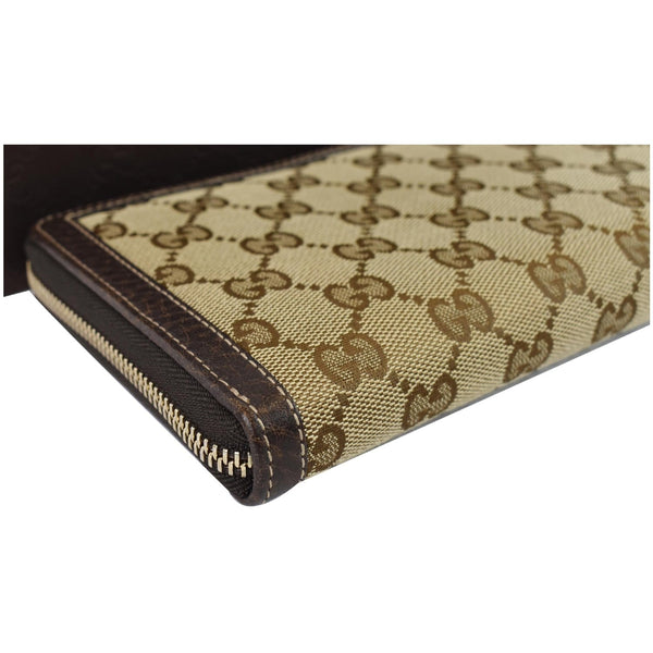 Gucci Bamboo GG Canvas Zippy Organizer Wallet brown seams