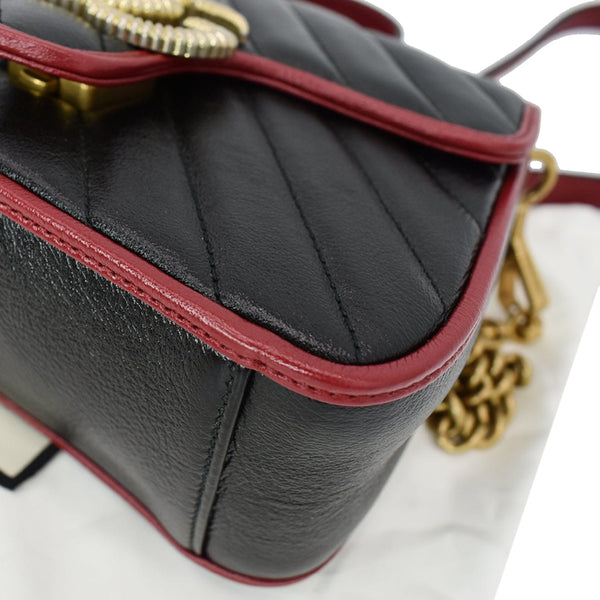 GUCCI GG Torchon Marmont Mini Top Handle Crossbody Bag 583571 Black/Cerise - Hot Deals