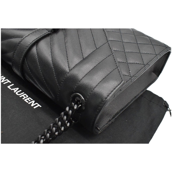 YVES SAINT LAURENT Envelope Mix Matelassé Chain Medium Leather Shoulder Bag Black