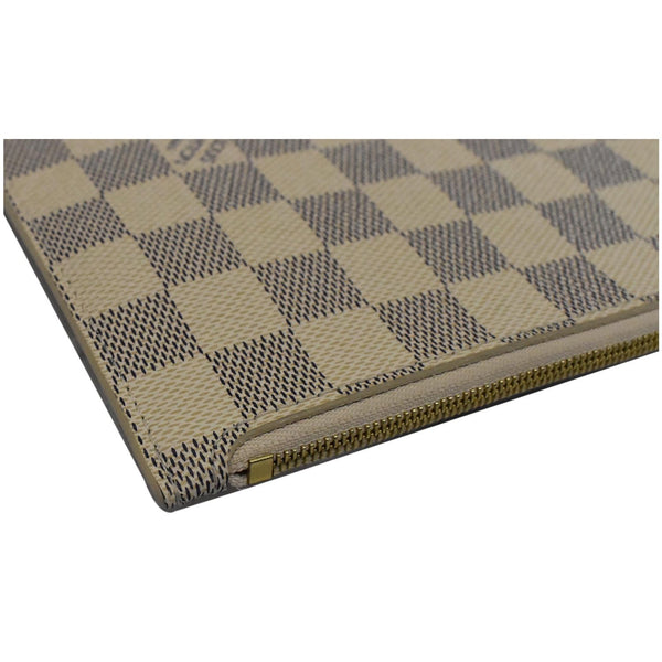 LOUIS VUITTON Neverfull MM Damier Azur Pochette Wristlet Pouch White