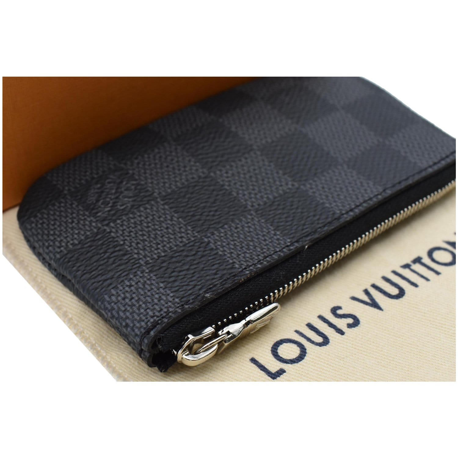 Louis Vuitton Black Gray Damier Graphite Key Pouch Pochette Cles Card Wallet