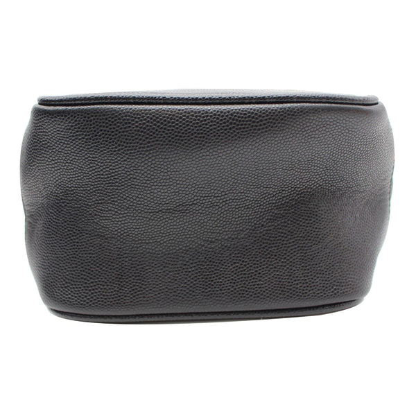 YVES SAINT LAURENT 80's Vanity Quilted Grain De Poudre Leather Shoulder Bag Black