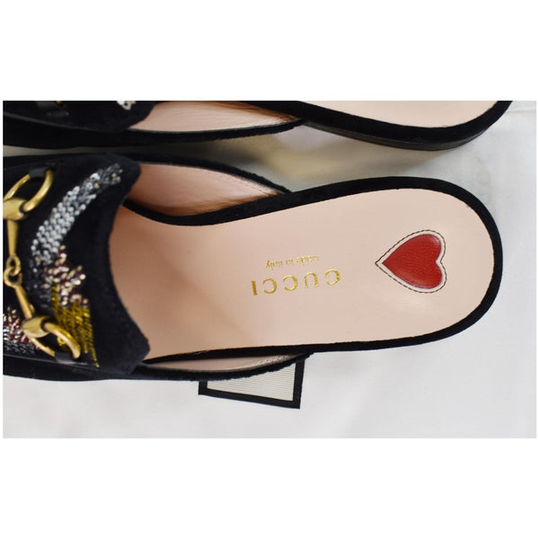 GUCCI Princetown Sequined Suede Mules Slipper Black US 5.5