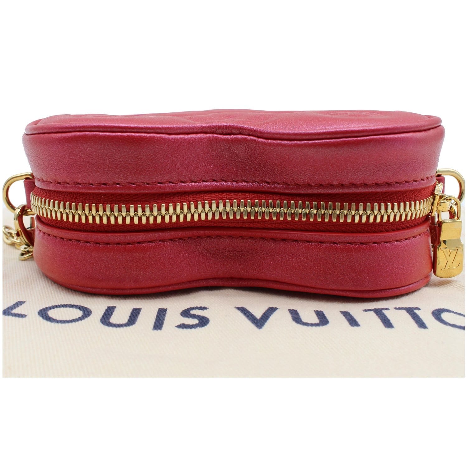 Louis Vuitton Heart on Chain Monogram Embossed Crossbody Bag Red
