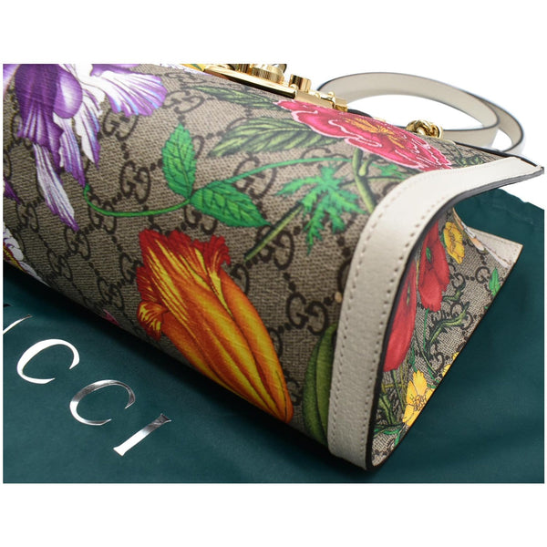 Gucci Padlock Flora Small GG Supreme Canvas Shoulder Bag