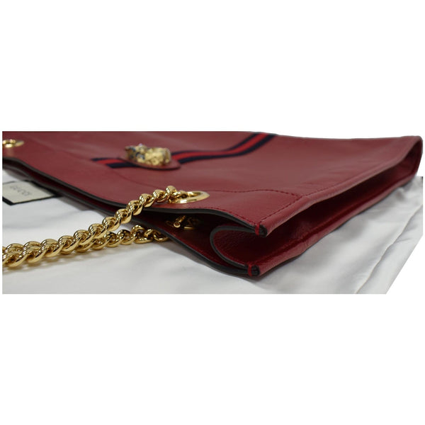 GUCCI Rajah Large Leather Tote Shoulder Bag Red 537219