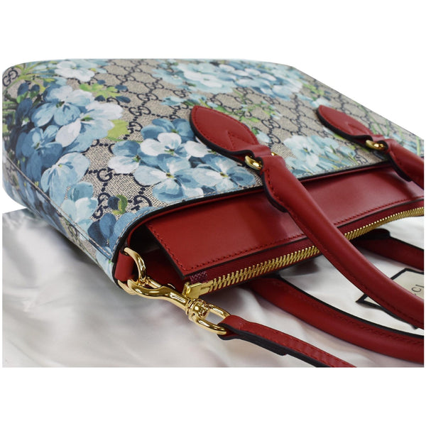 GUCCI Blooms GG Floral Supreme Canvas Leather Satchel Bag Red 546316