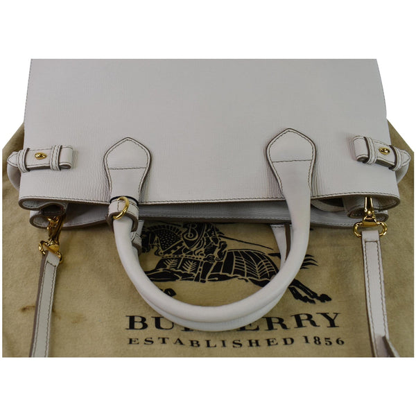 BURBERRY Banner Medium House Check Tote Bag White