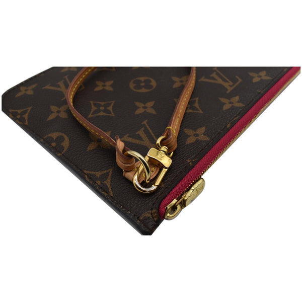 LOUIS VUITTON Neverfull MM Monogram Canvas Pochette Wristlet Pouch Brown