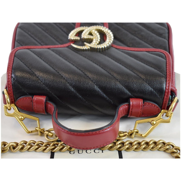 GUCCI GG Marmont Mini Top Handle Shoulder Bag 583571 Black/Cerise