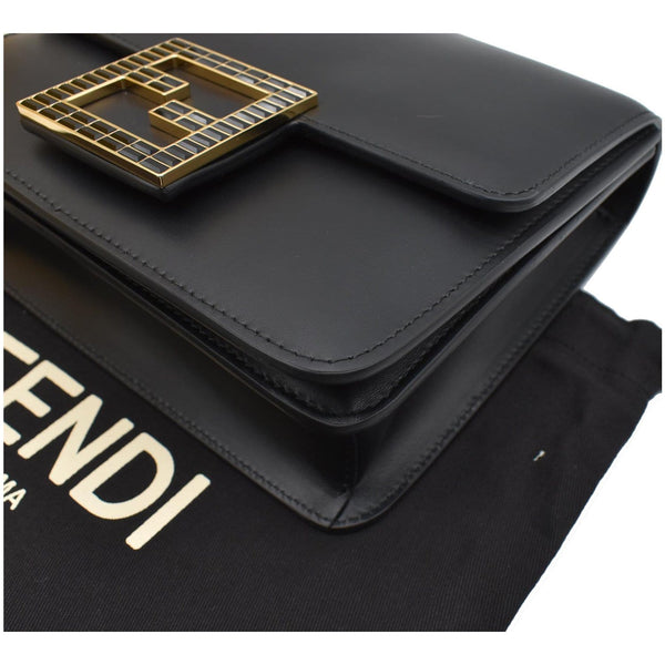 FENDI Fab Leather Crossbody Bag Black