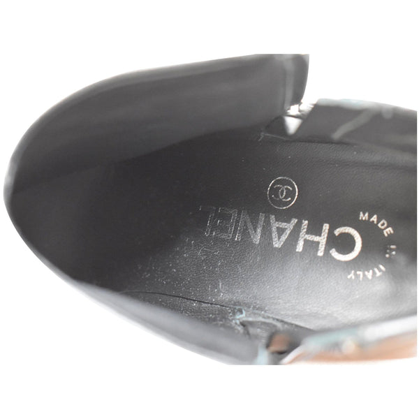 CHANEL Camellia Front Ankle Leather Heel Boots Black US 7.5