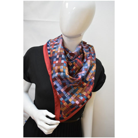 HERMES Bolduc Au Carre Silk Scarf Multicolor