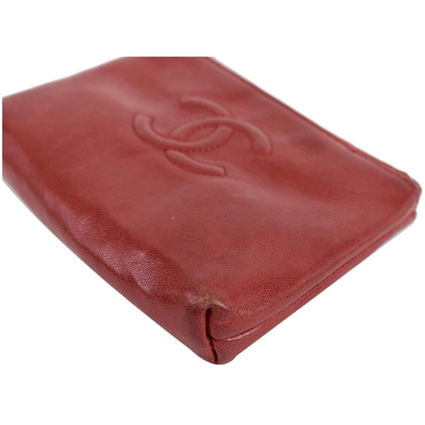 Chanel CC Key Ring Lambskin Leather Coin Case Purse corner focused