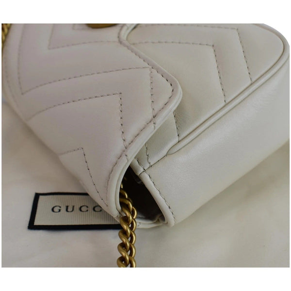 GUCCI GG Marmont Super Mini Matelasse Leather Shoulder Bag White 476433
