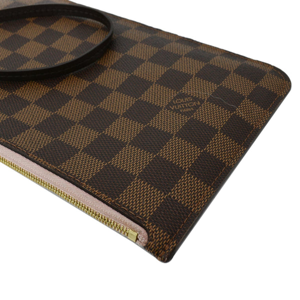 LOUIS VUITTON Neverfull Damier Ebene Pochette Wristlet Pouch Brown