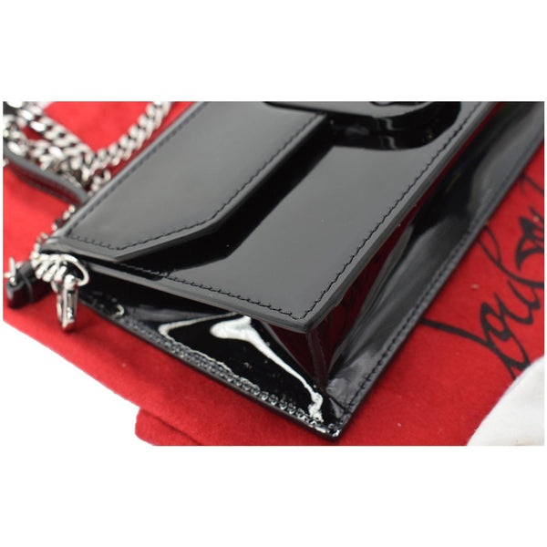 CHRISTIAN LOUBOUTIN Elisa Baguette Patent Leather Clutch Bag Black