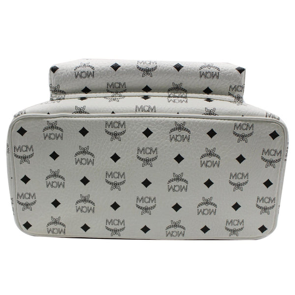 MCM Stark Visetos Coated Canvas Backpack Bag White