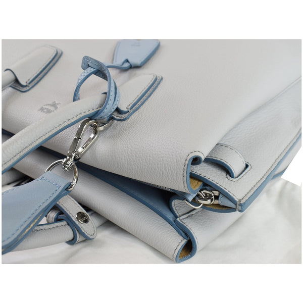 MCM Milla Medium Top Handle Leather Tote Shoulder Bag Light Blue
