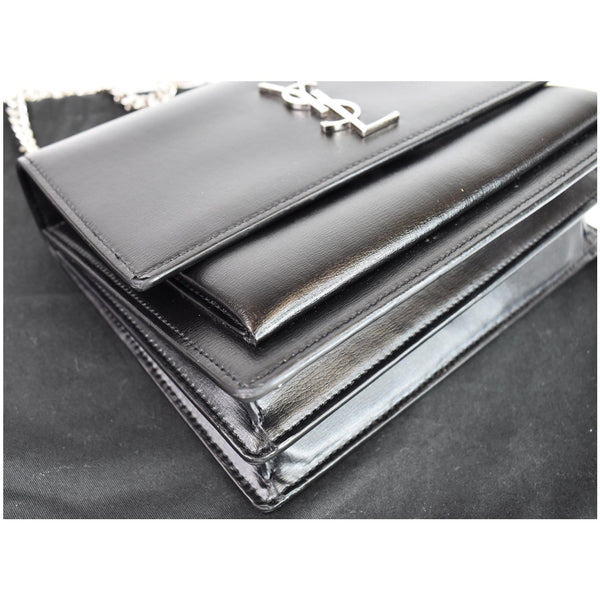 YVES SAINT LAURENT Sunset Medium Leather Shoulder Bag Black