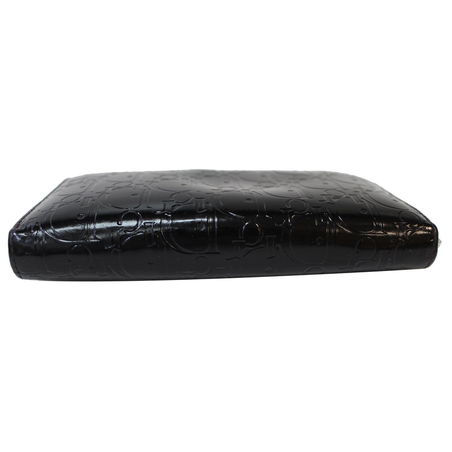 Christian Dior Logo Stripe Zip Around Wallet Leather Long Black 23217251