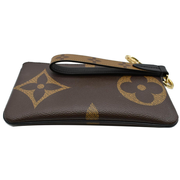LOUIS VUITTON Trio Rectangle Giant Monogram Reverse Wristlet Pouch Brown