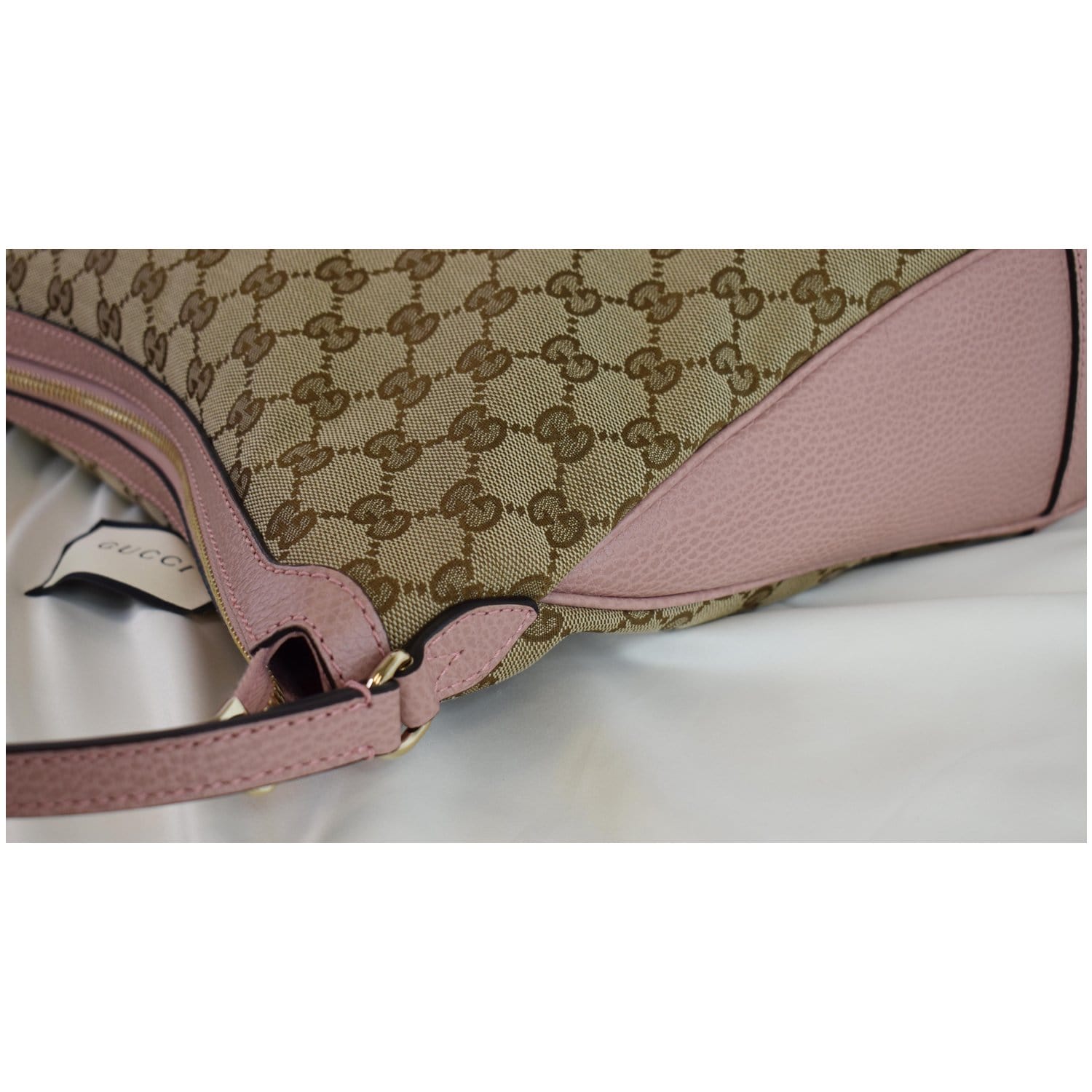 GUCCI Large Bree GG Canvas Hobo Bag Pink 449244