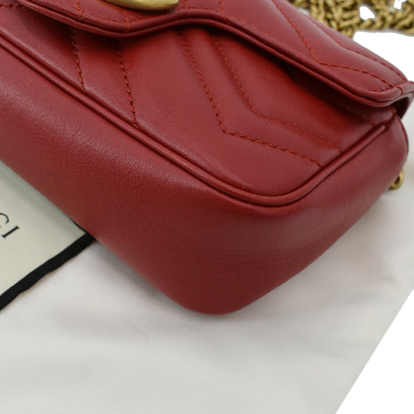 GUCCI GG Marmont Super Mini Leather Crossbody Bag Red 476433