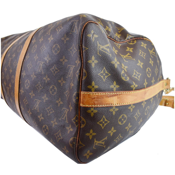 LOUIS VUITTON Keepall Bandouliere 55 Monogram Canvas Travel Bag Brown