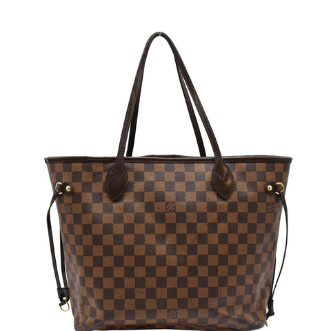 LOUIS VUITTON Neverfull MM Damier Ebene Tote Bag Brown