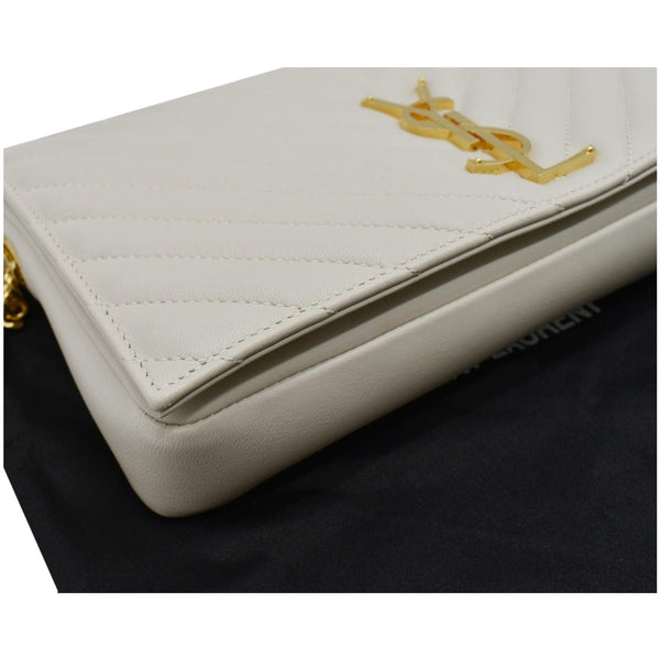 YVES SAINT LAURENT Kate Supple 99 Lambskin Leather Chain Shoulder Bag Light cream