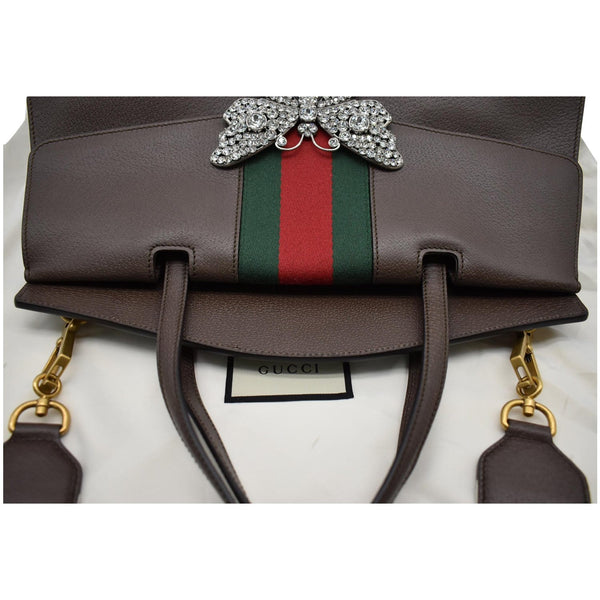 Gucci Butterfly Linea Totem Large Top Handle Bag - brown