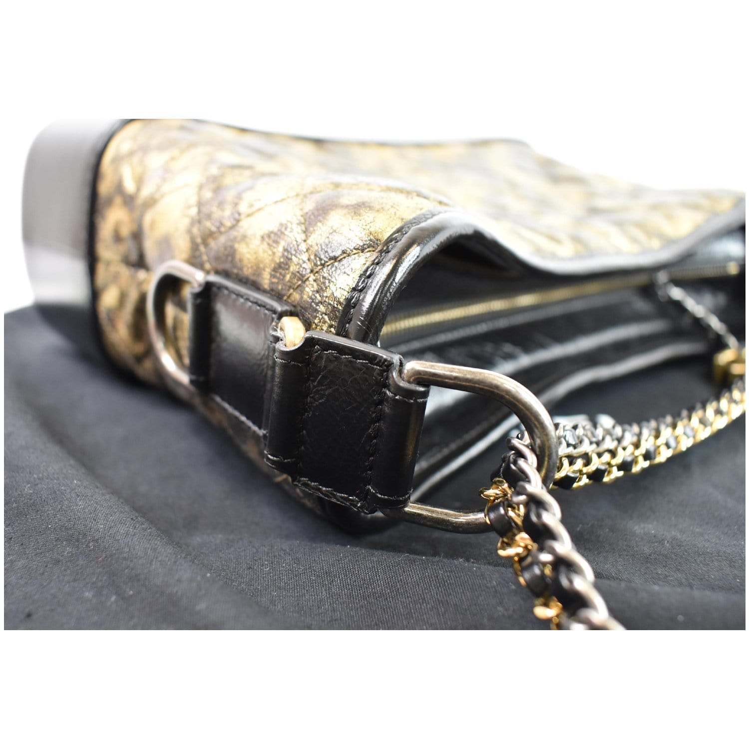 Chanel Metallic Gold Crocodile Embossed Medium Gabrielle Hobo Aged Gold and Ruthenium Hardware, 2019 (Like New), Womens Handbag