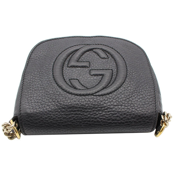 GUCCI GG Soho Pebbled Leather Chain Shoulder Bag Black 323190