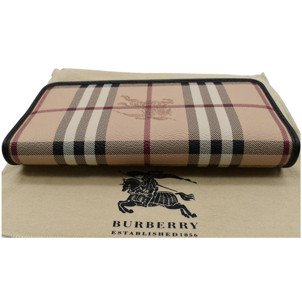 BURBERRY Continental Haymarket Check Leather Wallet Dark Brown