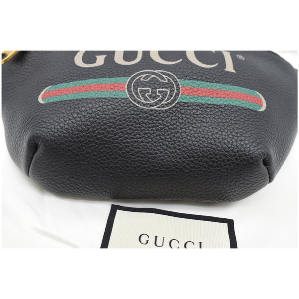 Used Gucci Print Small Leather Belt Waist Bum Bag Black