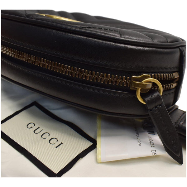 GUCCI GG Marmont Matelasse Leather Belt Bag Black 476434