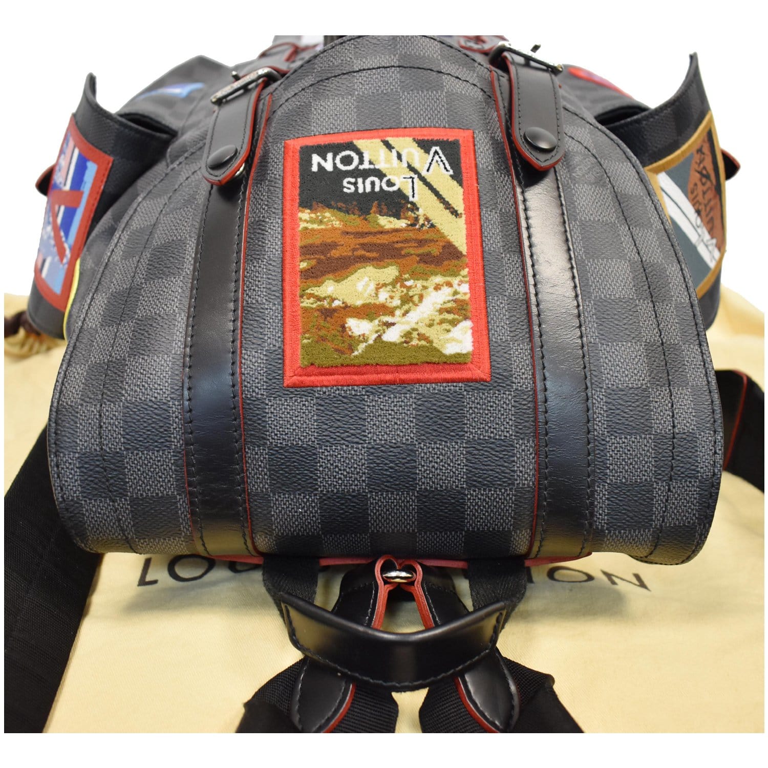 louis vuitton backpack christopher damier alps graphite LOUIS VUITTON Alps Christopher Patch Damier Graphite Backpack Bag Blac