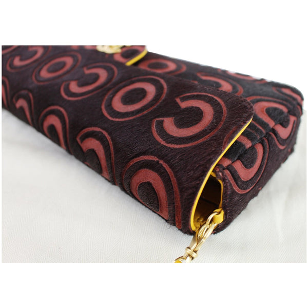 CHANEL Coco Pony Hair Leather Shoulder Bag Burgundy