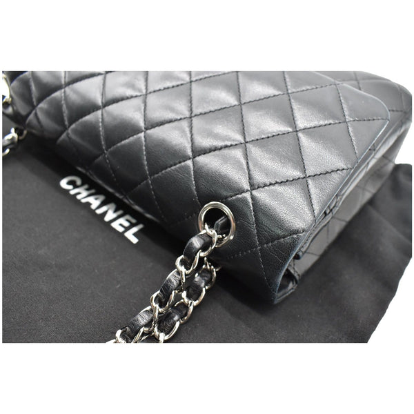 CHANEL Classic Double Flap Medium Leather Shoulder Bag Black