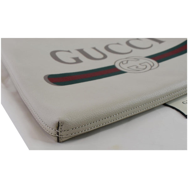 Gucci Medium Logo Portfolio Clutch grey bottom corner