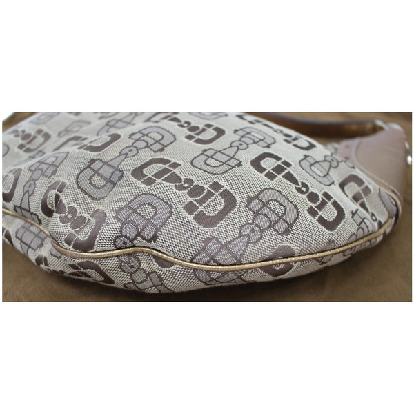 GUCCI Horsebit Print Canvas Hobo Bag Bronze 154371