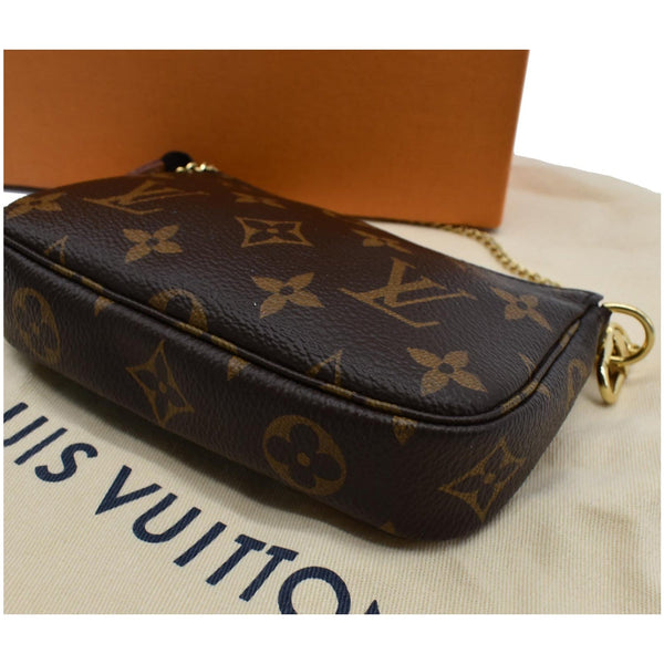 LOUIS VUITTON Mini Pochette Monogram Canvas Accessories Pouch Brown